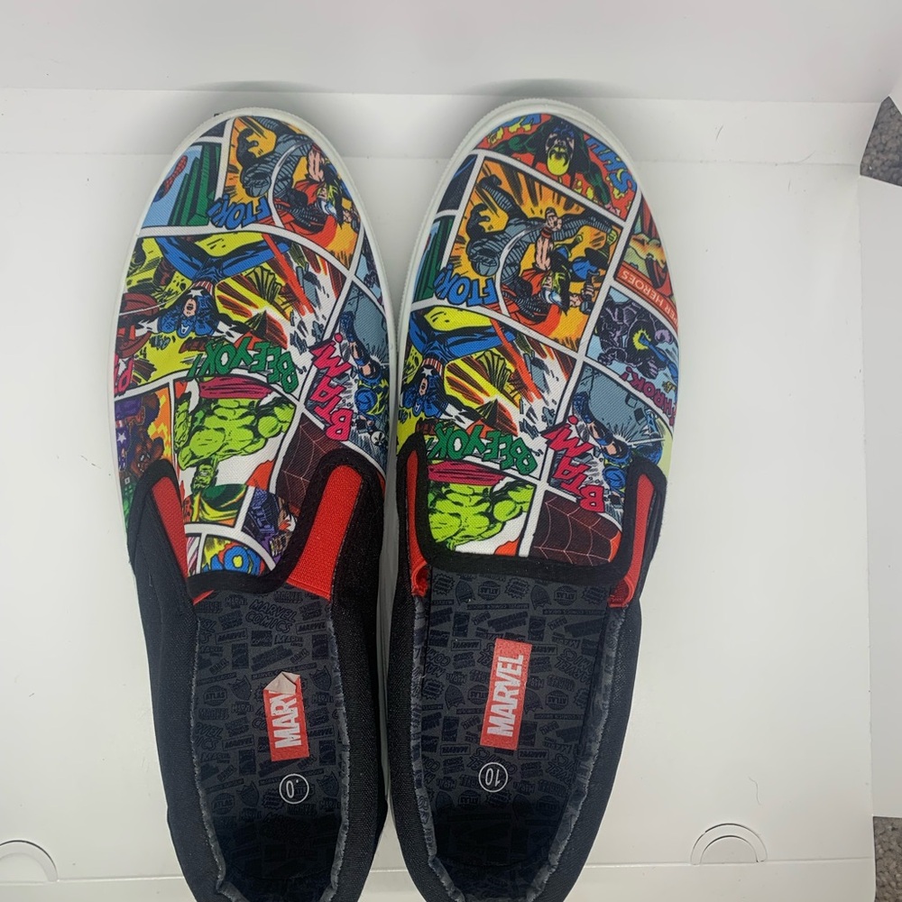 Marvel Adult Comic Print Slip-On Sneakers - Multicolor